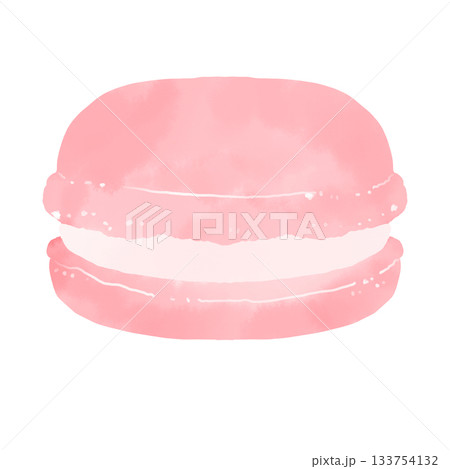 水彩風 ピンクのマカロンのイラスト 水彩風 ピンクのマカロンのイラスト 133754132