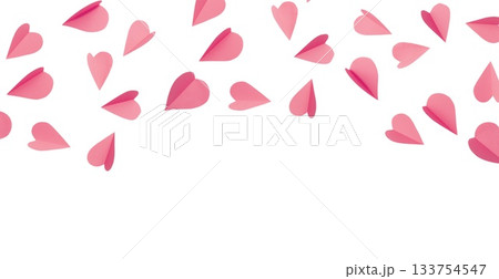 Pink Paper Hearts background on White Background. Romantic Flat Lay for Valentines Day or Wedding Decor Pink Paper Hearts background on White Background. Romantic Flat Lay for Valentines Day or Wedding Decor 133754547