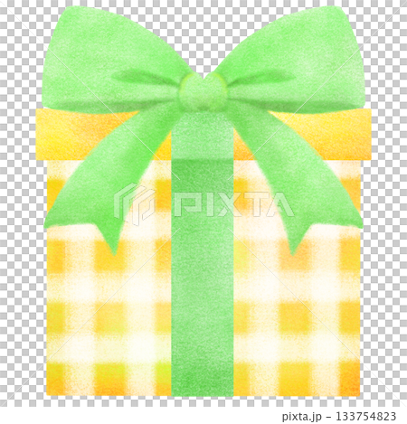 黃綠色絲帶和黃色禮物 133754823