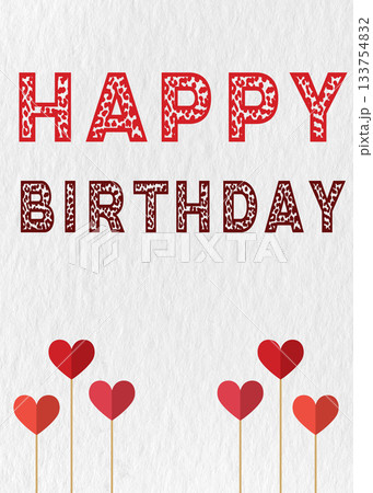 Creative Happy Birthday Card with Hearts and Animal Print Typography 133754832