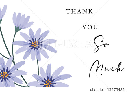 Elegant Thank You Card with Floral Design and Modern Calligraphy 133754834