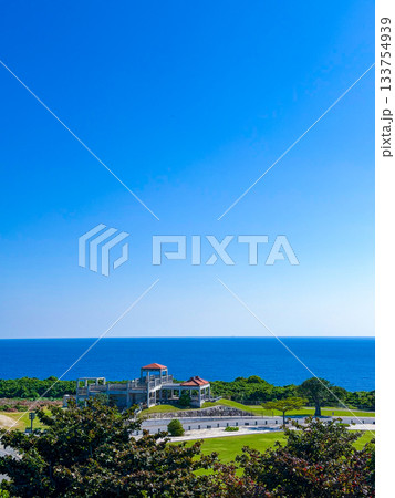沖縄・平和祈念公園から望む澄み渡る水平線の風景 沖縄・平和祈念公園から望む澄み渡る水平線の風景 133754939
