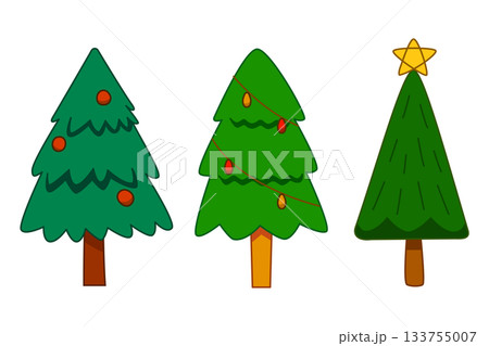 Christmas Tree hand drawn cartoon for element, festival, celebration and illustration Christmas Tree hand drawn cartoon for element, festival, celebration and illustration 133755007