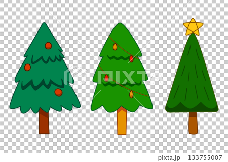 Christmas Tree hand drawn cartoon for element, festival, celebration and illustration Christmas Tree hand drawn cartoon for element, festival, celebration and illustration 133755007