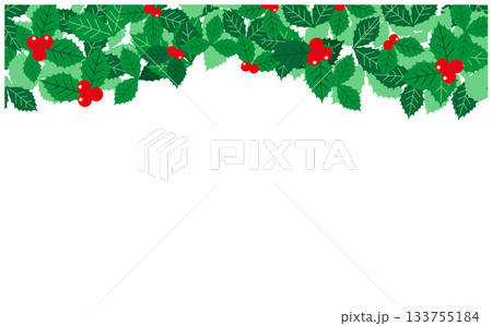 赤と緑の柊クリスマス背景 133755184