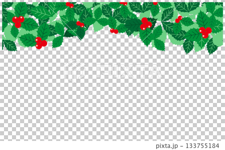 赤と緑の柊クリスマス背景 133755184