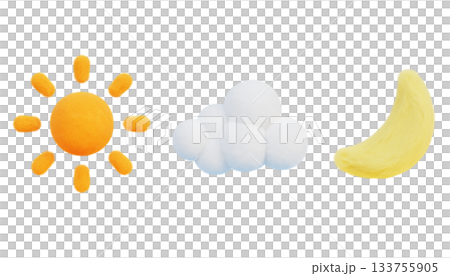 felt texture weather icon 3D graphic 133755905