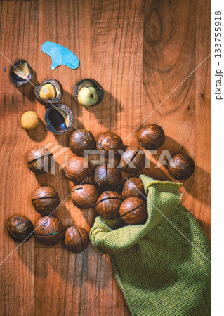 Macadamia nuts on table Macadamia nuts on table 133755918