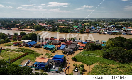 Aerial view of Nong Khai city and Mekong River, Thailand Aerial view of Nong Khai city and Mekong River, Thailand 133756483