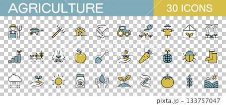 農業圖標集（彩色） 133757047