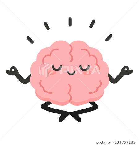 Happy Mind Relaxing Cartoon Illustration 133757135