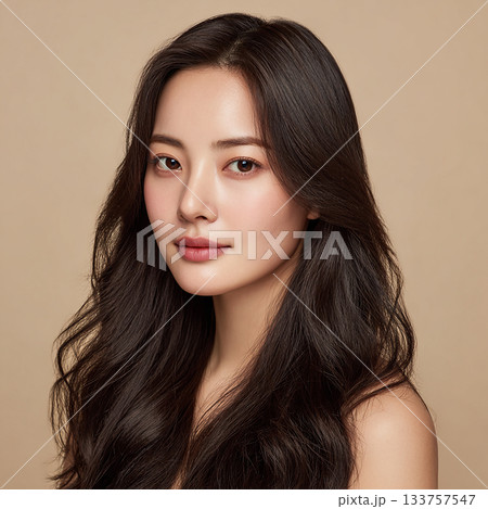 ウェーブのかかった艶やかな髪のモデル 133757547