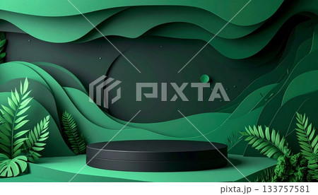 Abstract background with green grass and leaves for vector design using a wavy pattern of lines and curves Abstract background with green grass and leaves for vector design using a wavy pattern of lines and curves 133757581