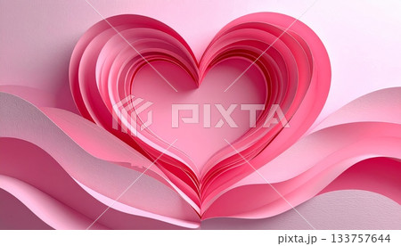 Pink hearts vector illustration on a romantic Valentine's Day background card for love and wedding celebration design 133757644