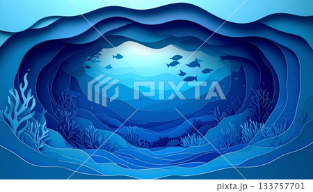 Abstract blue ocean wave vector illustration design with light curve pattern 133757701