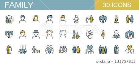家族のアイコンセット　カラー 133757813
