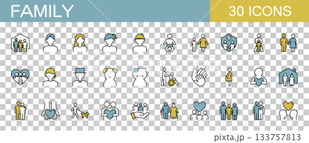 家族のアイコンセット　カラー 133757813