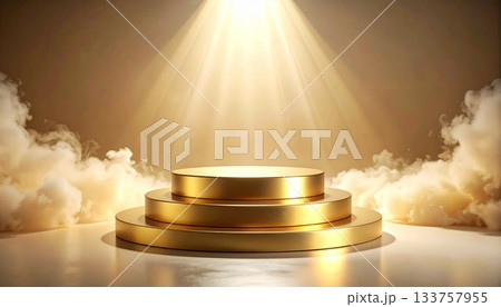 3D render of a glittering golden hotel service bell symbol on black 133757955
