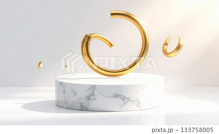 Two shiny golden wedding rings symbolizing love and marriage are isolated on a mirrored surface Two shiny golden wedding rings symbolizing love and marriage are isolated on a mirrored surface 133758005