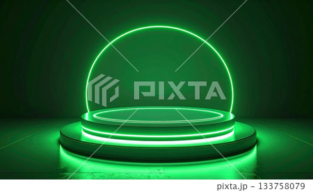 Empty podium on black background with isolated white blank cosmetic care packaging container 133758079