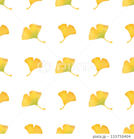 イチョウ 水彩シームレスパターン 背景素材 秋の葉 紅葉 イラスト デザイン素材 イチョウ 水彩シームレスパターン 背景素材 秋の葉 紅葉 イラスト デザイン素材 133758404