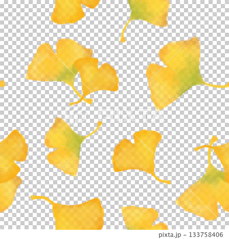 イチョウ 水彩シームレスパターン 背景素材 秋の葉 紅葉 イラスト デザイン素材 133758406