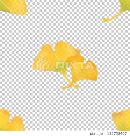 イチョウ 水彩シームレスパターン 背景素材 秋の葉 紅葉 イラスト デザイン素材 133758407