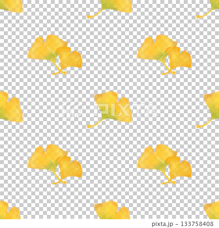 イチョウ 水彩シームレスパターン 背景素材 秋の葉 紅葉 イラスト デザイン素材 133758408