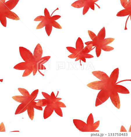 紅葉 水彩シームレスパターン 背景素材 秋の葉 イラスト デザイン素材 133758483