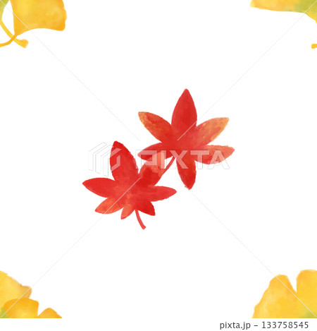紅葉とイチョウ 水彩シームレスパターン 秋の葉 背景素材 イラスト デザイン素材 紅葉とイチョウ 水彩シームレスパターン 秋の葉 背景素材 イラスト デザイン素材 133758545