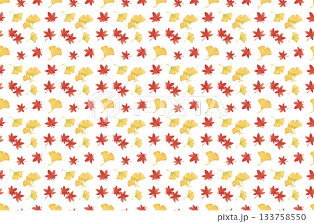 紅葉とイチョウ 水彩シームレスパターン 秋の葉 背景素材 イラスト デザイン素材 紅葉とイチョウ 水彩シームレスパターン 秋の葉 背景素材 イラスト デザイン素材 133758550