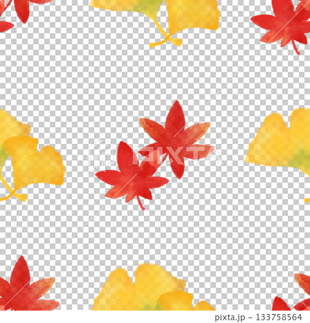 紅葉とイチョウ 水彩シームレスパターン 秋の葉 背景素材 イラスト デザイン素材 紅葉とイチョウ 水彩シームレスパターン 秋の葉 背景素材 イラスト デザイン素材 133758564
