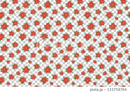 一品紅水彩無縫圖案聖誕節背景素材 花卉插畫設計素材 133758764