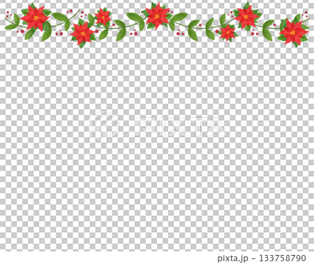 クリスマスフレーム ポインセチア 水彩風 イラスト 飾り枠 年賀状 カード 背景素材 133758790