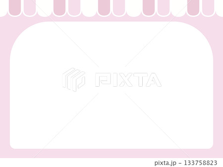 A4サイズ横メニュー表台紙、ピンクのオーニング付きアーチ窓型 A4サイズ横メニュー表台紙、ピンクのオーニング付きアーチ窓型 133758823