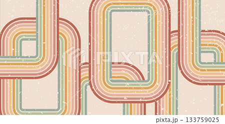 Retro boho geometric lines background. 70s...のイラスト素材 [133759025] - PIXTA