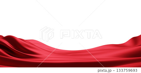 Blank red cloth for product placement isolated on white background with copy space 3D render 133759693