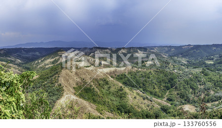Dramatic Calanchi Landscape near Civita di Bagnoregio, Viterbo, Italy Dramatic Calanchi Landscape near Civita di Bagnoregio, Viterbo, Italy 133760556