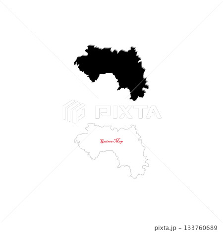Guinea map vectors in black and outline design 133760689