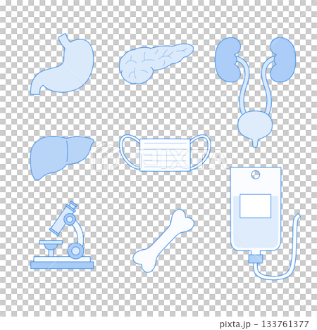 藍色單色醫學插畫套裝 133761377