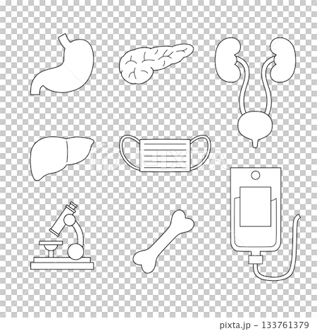 白黒線画の医療イラストセット 白黒線画の医療イラストセット 133761379