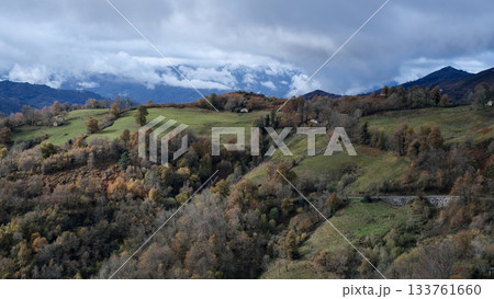 Scenic autumn landscape in San Martin del Rey Aurelio, Asturias, Spain. Scenic autumn landscape in San Martin del Rey Aurelio, Asturias, Spain. 133761660
