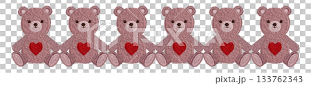【ピンクテディベアのライン】手刺繍イラスト素材 133762343
