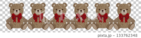 【茶色いテディベアのライン】手刺繍イラスト素材 133762348