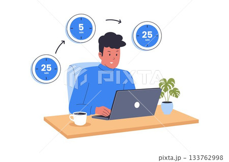 Illustration of Pomodoro Technique Concept 133762998