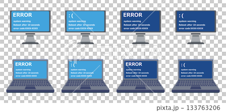 Blue screen icon set 133763206