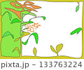 花と葉っぱのフレーム 133763224