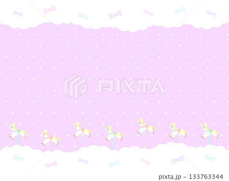 もくもくリボンな木馬のファンシー紫フレーム　4:3 133763344