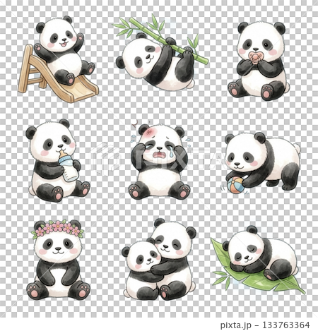 熊貓寶寶9種姿勢套裝 133763364