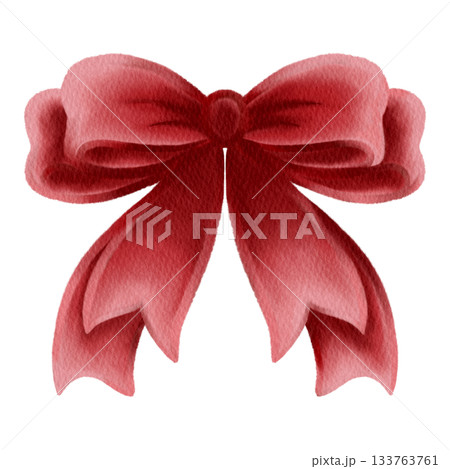 Watercolor Red Decorative Bow Illustration 133763761